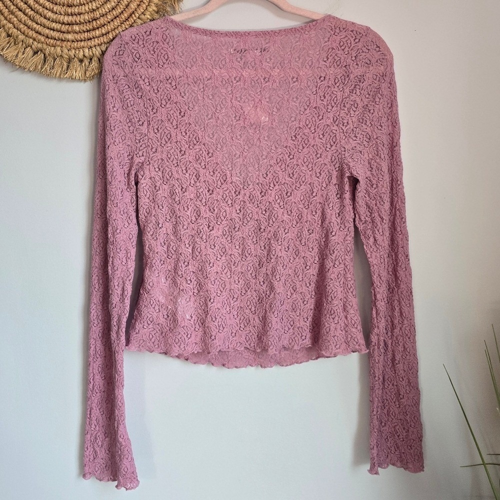 Urban Outfitters NEW Mauve Pink Quinn Lace Coquette Babydoll Y2K Top SZ Large - Picture 7 of 11